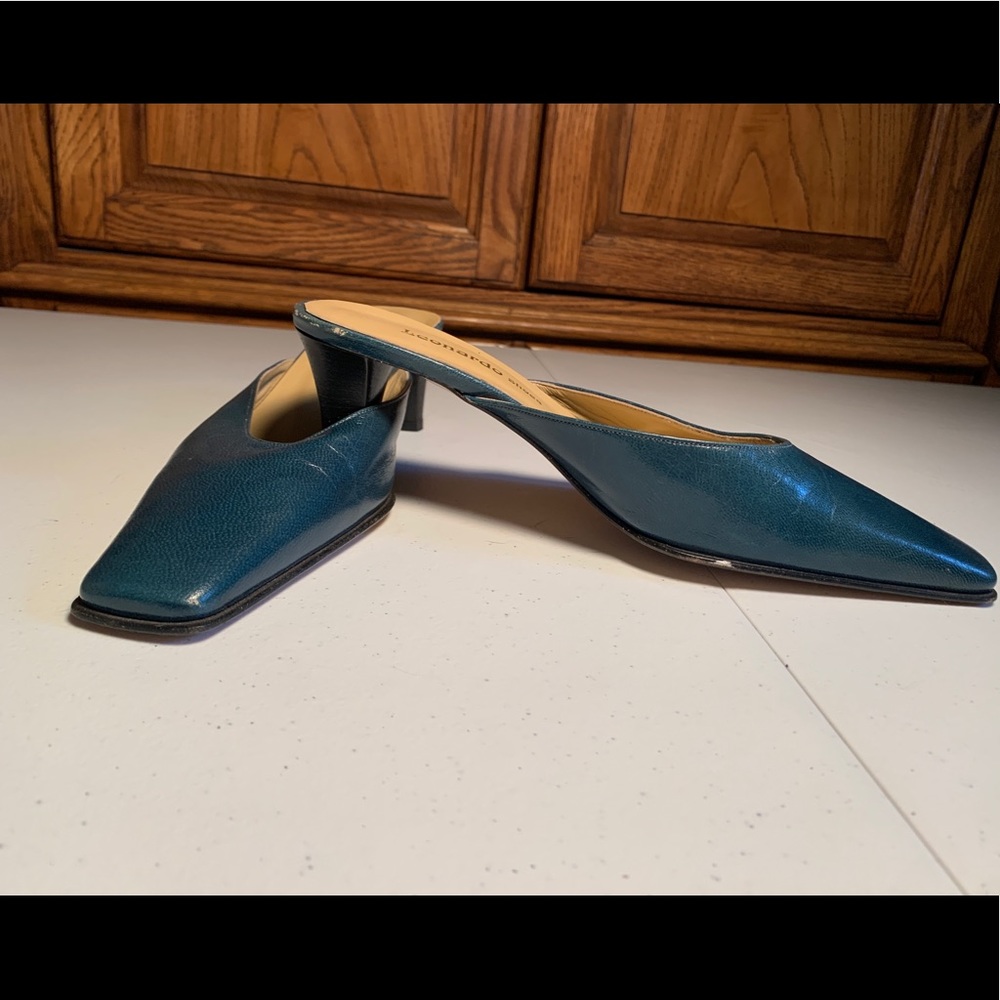 Leonardo Retro Green Leather Slides, 38 - Picture 4 of 7